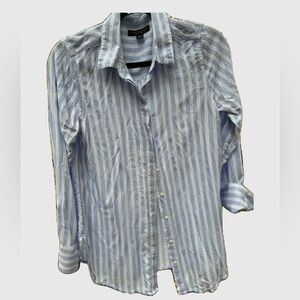 Banana Republic Blue Striped tunic fit Shirt